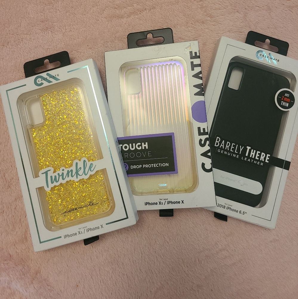 Case-Mate iPhone X/XS Case - Black, Iridescent, Yellow Glitter